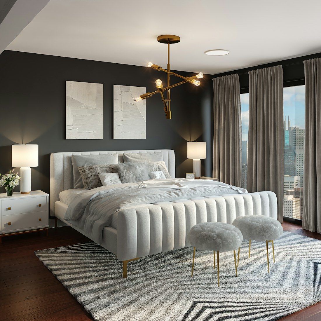 Residential bedroom prepared for viewing